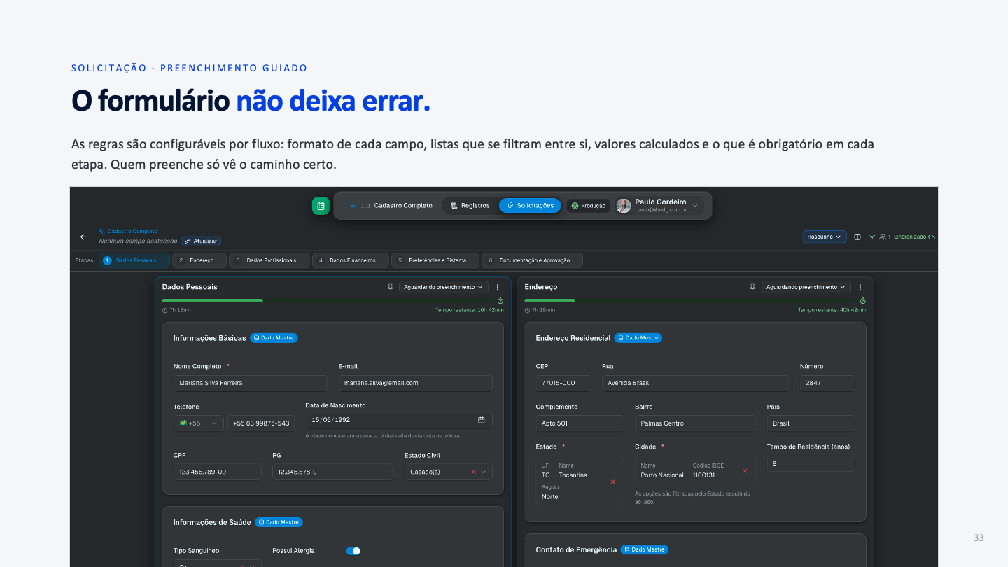 Registration in steps, with Personal Data and Address filled in side by side
