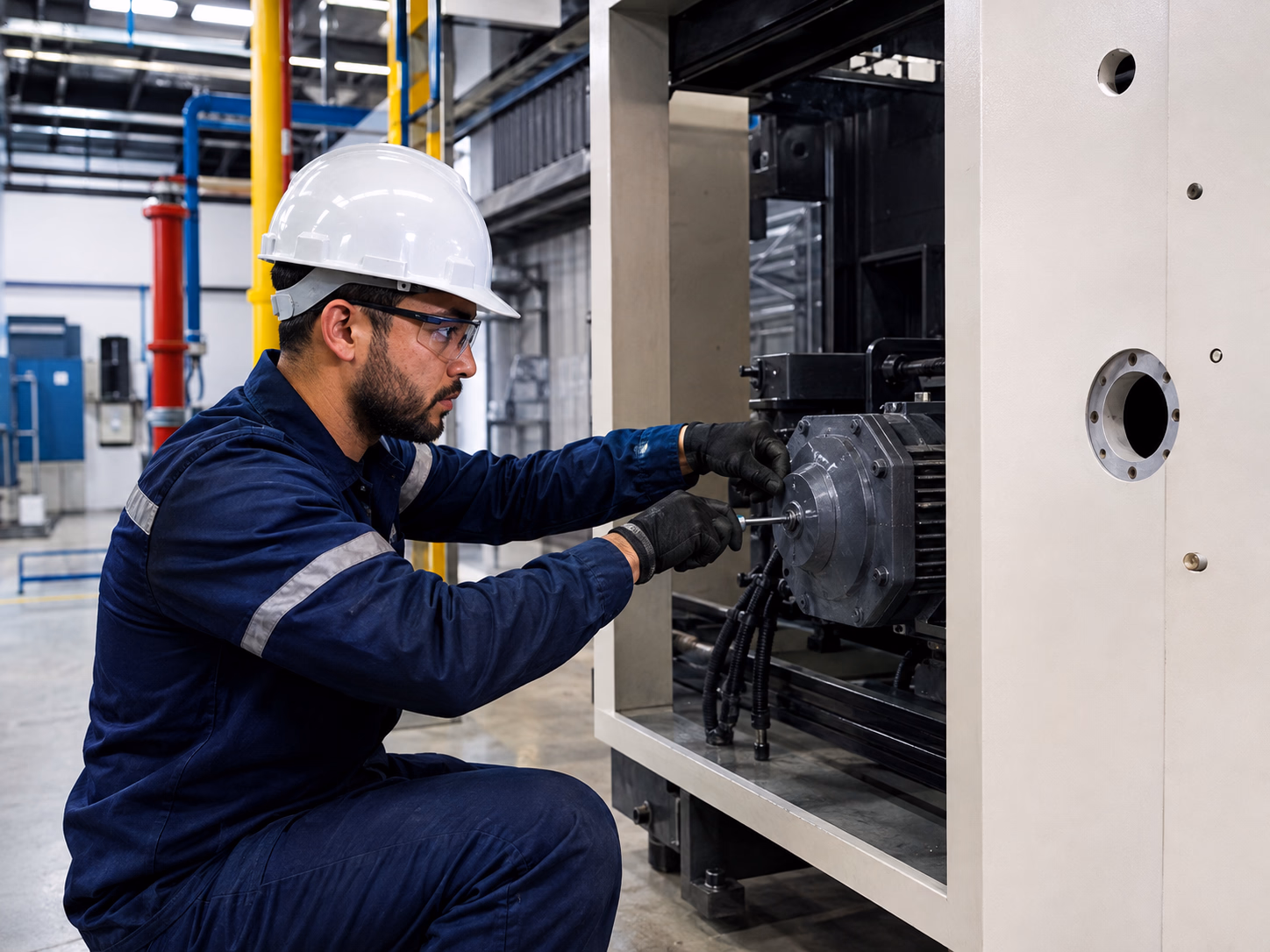 Técnico ejecutando servicio de mantenimiento en campo